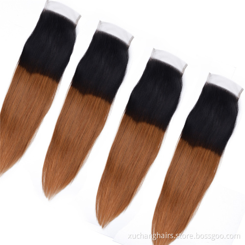 New Product Ombre 1b/30 Human Hair Extensions Raw Indian Hair Bundles With Closure
